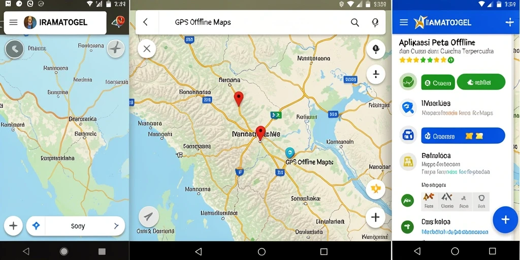 Tampilan antarmuka aplikasi GPS Offline Maps IRAMATOGEL yang intuitif.