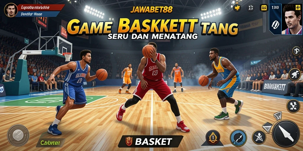Antarmuka permainan JAWABET88 yang menarik dengan gameplay basket yang seru.