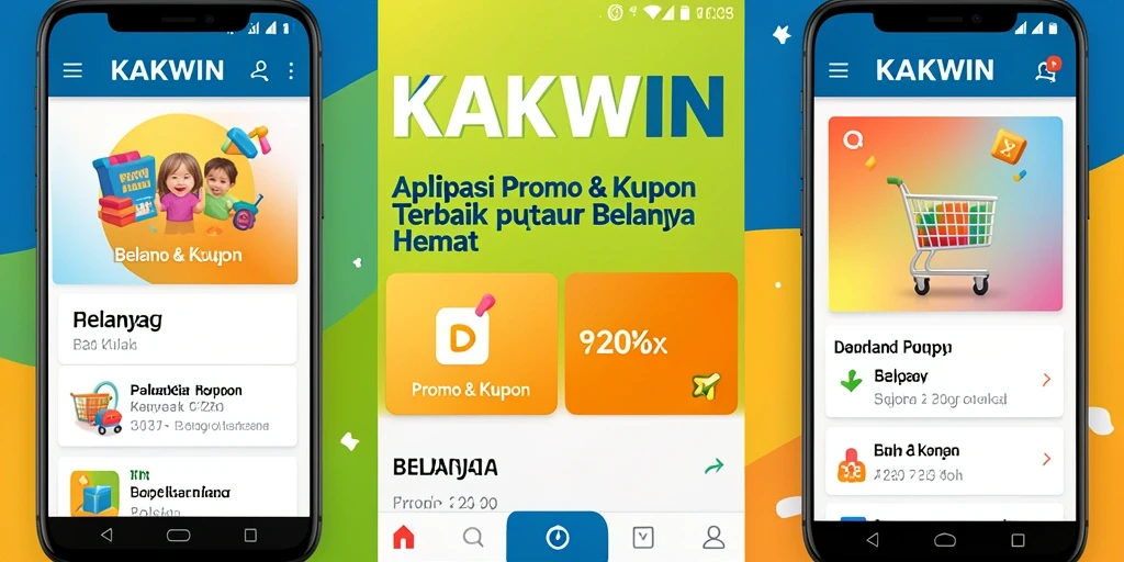 Tampilan antarmuka aplikasi KAKWIN dengan berbagai kupon menarik.