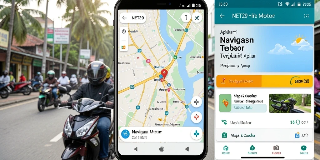 Tampilan antarmuka NET29 untuk navigasi motor yang jelas dan informatif.